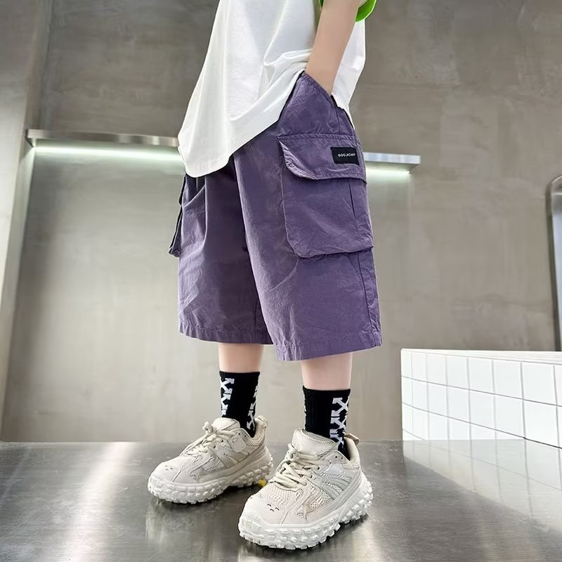 Boys' workwear shorts summer thin fashionable children's summer boys' casual pants middle pants middle and big children's pants fifth pants