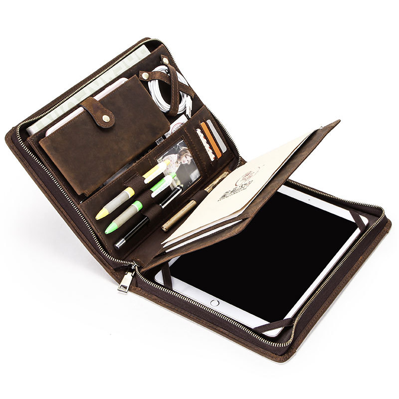 Picture of For Apple ipadpro10.5 protective cover crazy horse cow belt pen slot zipper multi-functional flat protective cover