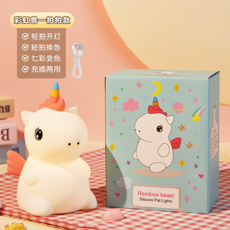 Picture of Unicorn Silicone Night Light Colorful Clap Atmosphere Light USB Charging Night Light Bedside Sleeping Light Clap Light