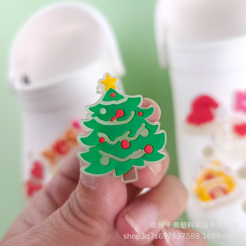 Picture of New Hot Selling Fluorescent Christmas Hole Shoe Accessories Ready-Made Cartoon Luminous Bag Bracelet Decoration Pvc Shoe Flower