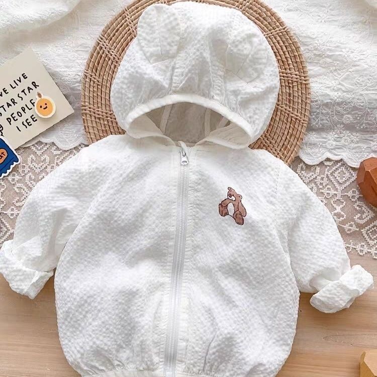 Baby Summer Wear Sunscreen Suit Baby Thin Breathable Clothes for Going Out Small Coat Air Conditioning Cardigan Long Sleeve Hooded Climbing Suit