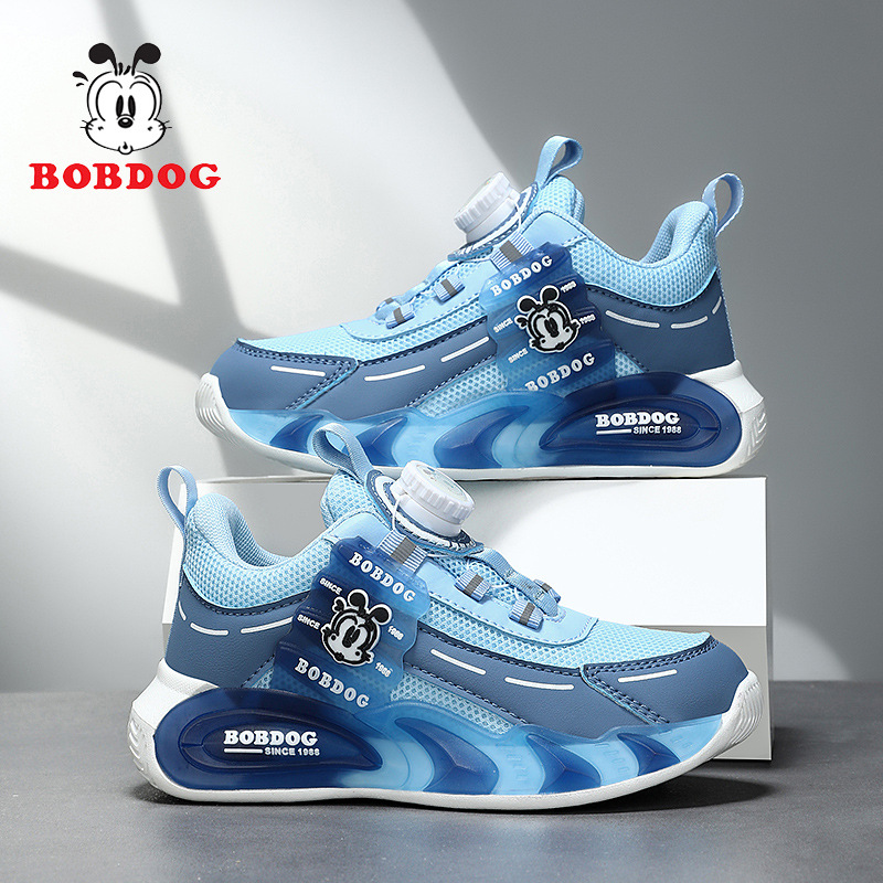 Babudou Boys' Shoes 2025 Autumn Mesh Breathable Running Shoes for Older Children with Rotating Buckle, Non-Slip, Breathable and Comfortable