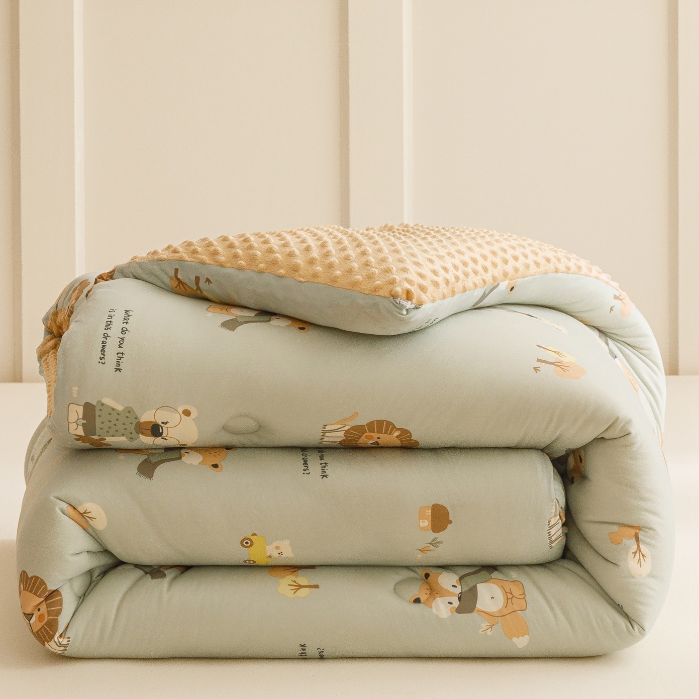 Picture of Maternal and infant class a pea velvet quilt soybean fiber quilt core children's knitted cotton student dormitory four seasons autumn and winter quilt 2