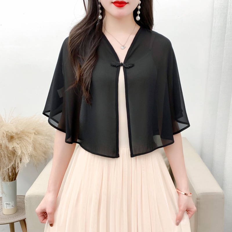 Picture of Chiffon Small Shawl Women's Summer Outer Skirt All-match Short Loose Waistcoat Thin Chiffon Sunscreen Cardigan Jacket