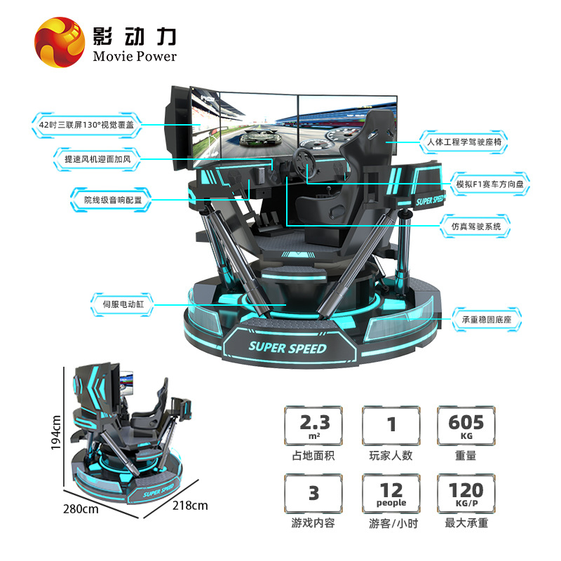 Picture of Shadow power vr game machine body all-in-one machine sense three-screen racing simulator video game city amusement machine entertainment equipment