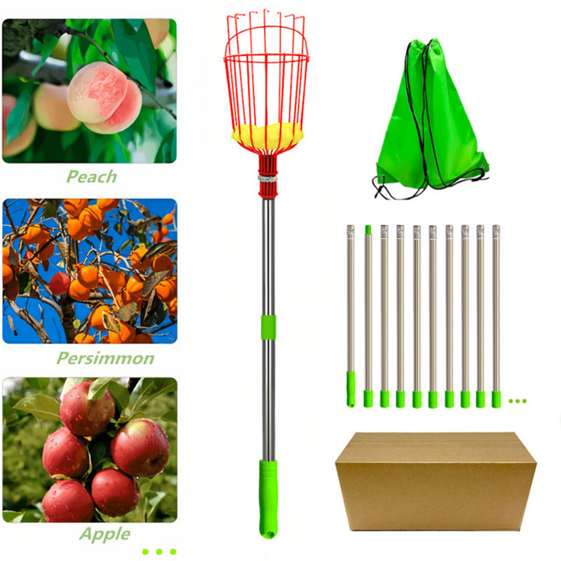 Picture of Removable fruit picker portable high-altitude telescopic rod fruit picker length adjustable stainless steel garden fruit picker
