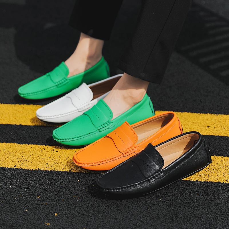 Autumn and Winter 2025 Export New Cross-Border Large Size Popular Simple Lazy Genuine Leather Beanie Shoes Men's Cotton Casual Shoes