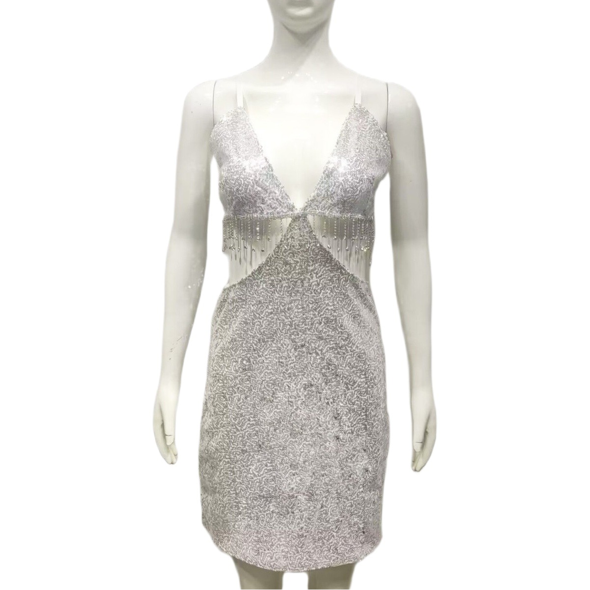 Amazon cross-border ins sequins hollow sexy fashion strap dress summer rhinestone chain stitching skirt