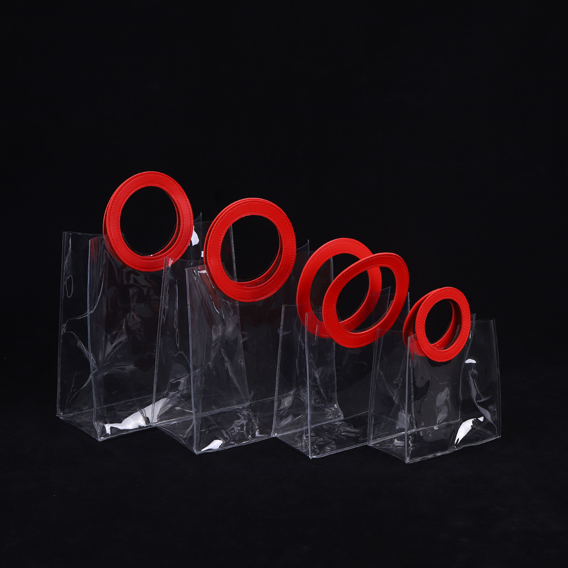pvc round tote bag transparent hand gift bag gift candy ins style cosmetics plastic packaging bag in stock