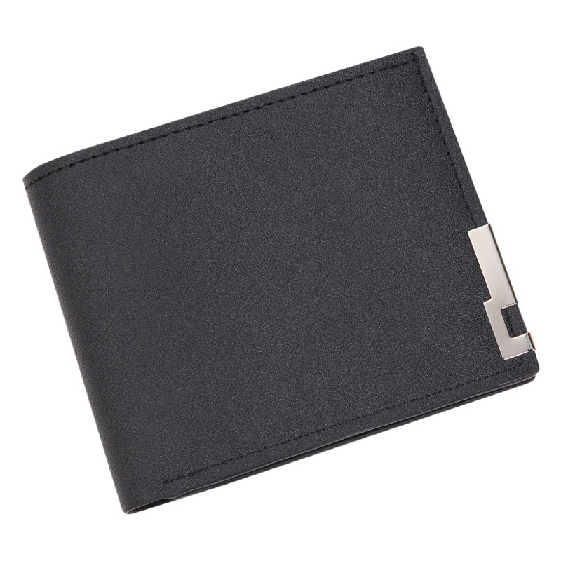 Endaycon Men's Short Wallet Korean Style Iron Edge Young Men's Horizontal Style Multi-Card Slot Wallet Trendyy Card Holder