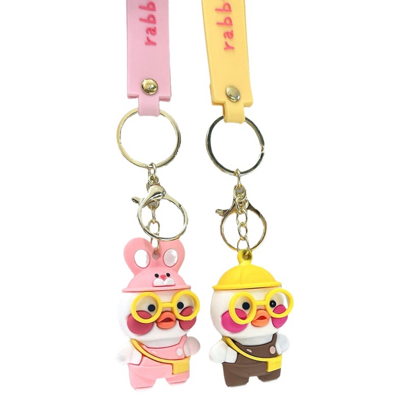 Cute Internet Popular Yellow Duck Keychain Pendant Cartoon Duck Couple Car Key Chain Pendant Creative Gift