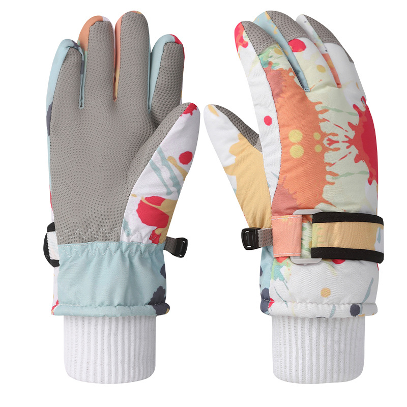 Picture of Children's ski gloves winter warm gloves for boys and girls 7-12 years old fleece-lined windproof waterproof children riding gloves