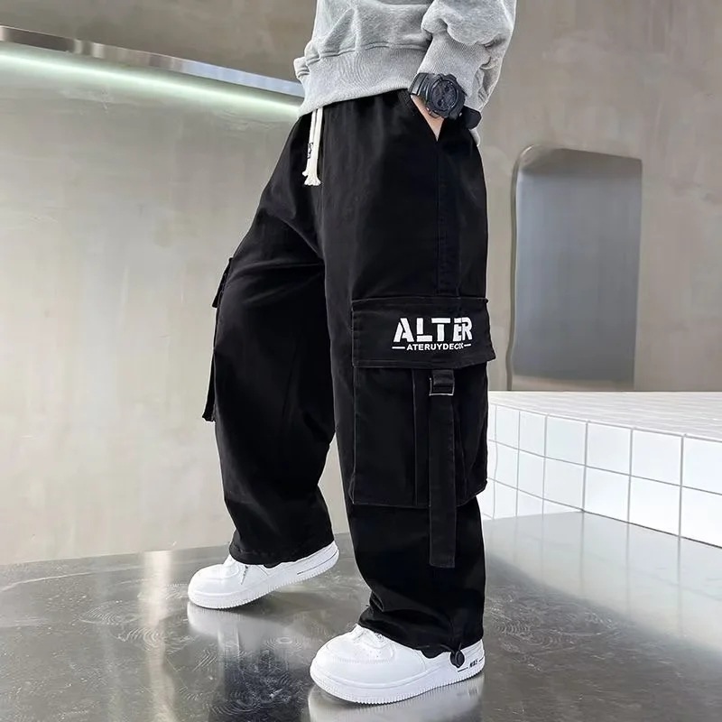 Picture of Boys' Autumn Pants Spring and Autumn 2024 New Children's Coil Pants Large Children's Straight Pants Boys Casual Pants
