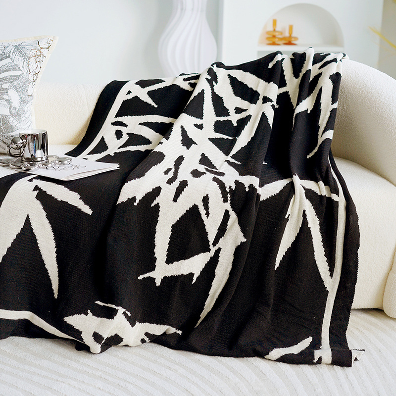 Picture of New Chinese bamboo black and white ink blanket towel bed tail blanket sofa blanket blanket blanket blanket bed tail towel bed flag