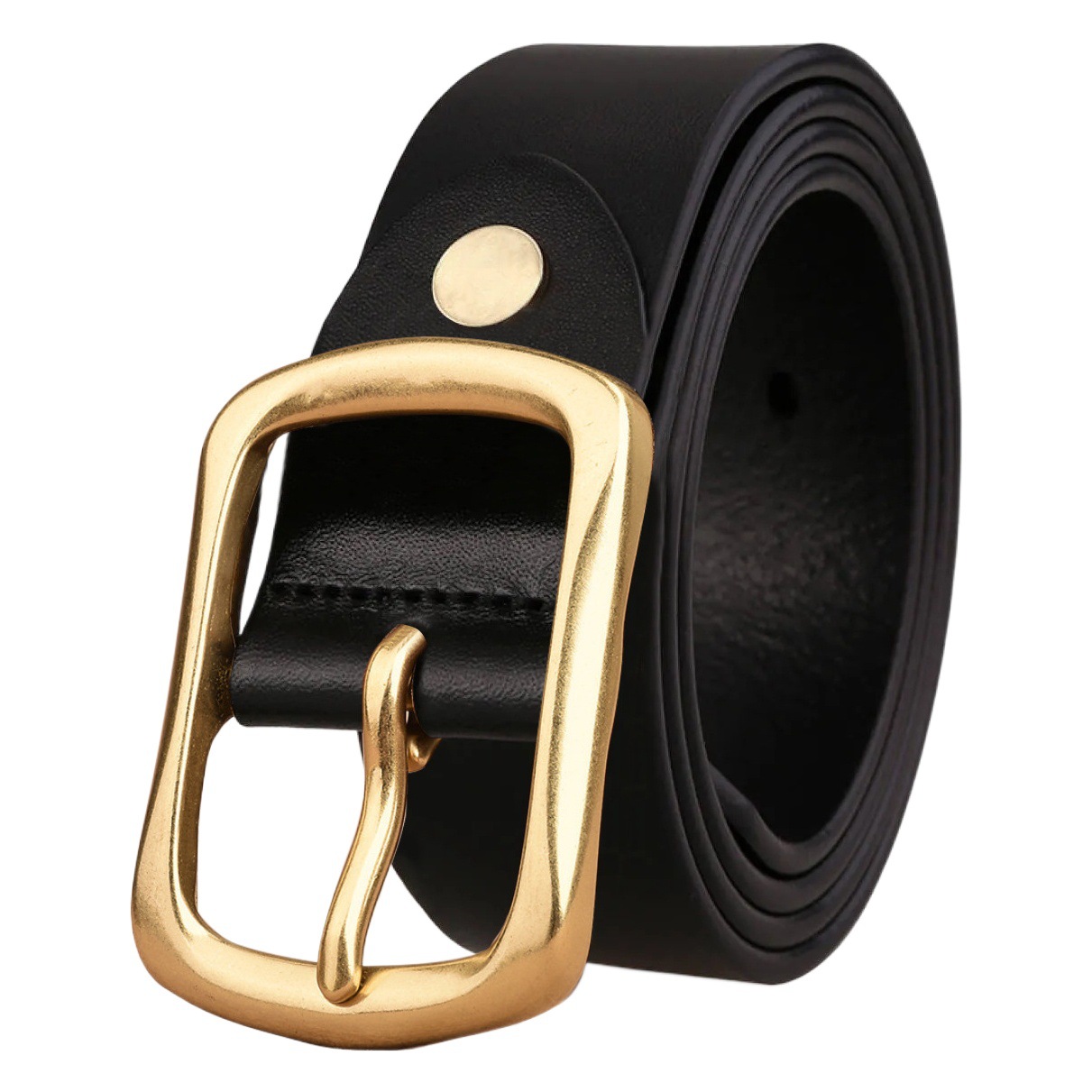 Men's Cowhide Belt Pin Buckle Genuine Leather Belt Men's Fashionable All-match Simple Retro Trousers for Young and Middle-aged Men in Stock