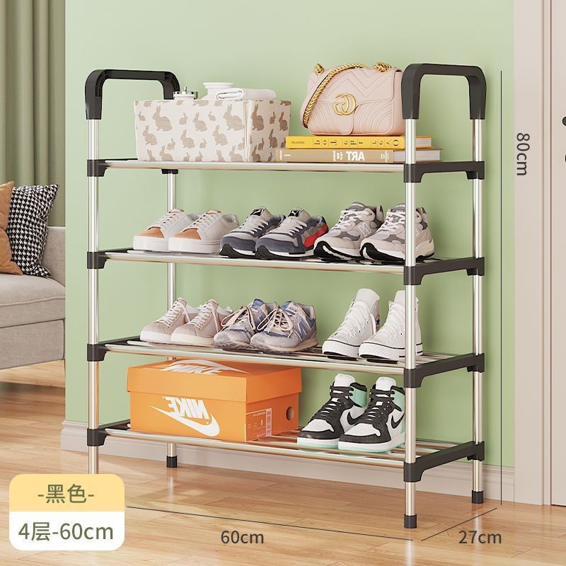 Picture of simple shoe rack layered entry home multi-layer dustproof storage rack with door space-saving corridor aisle door shoe cabinet
