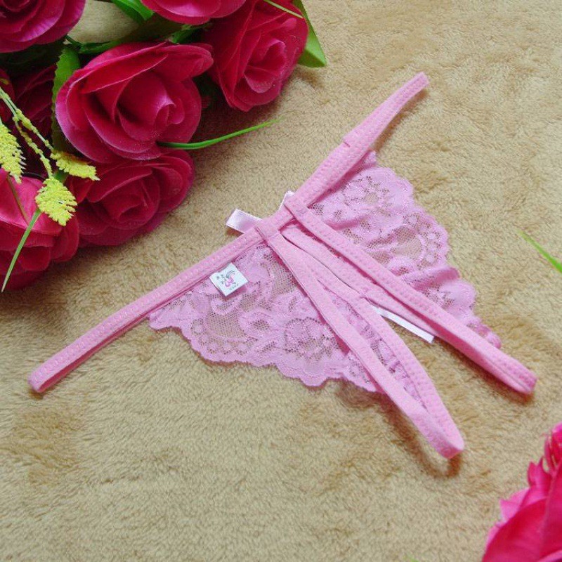 Picture of A large number of wholesale crotch-free single bow fun lace underwear women's sexy passion thong large size T pants