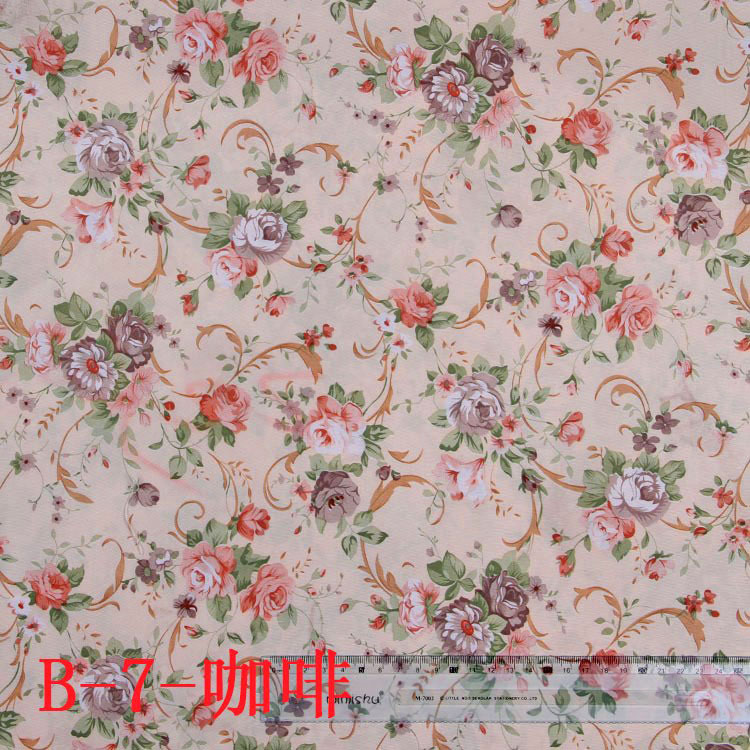 Picture of Heat Transfer Printing Factory in stock 4 Color Beige Base Fabric Purple Small Rose Pattern DIY Peach Fleece Printed Cloth