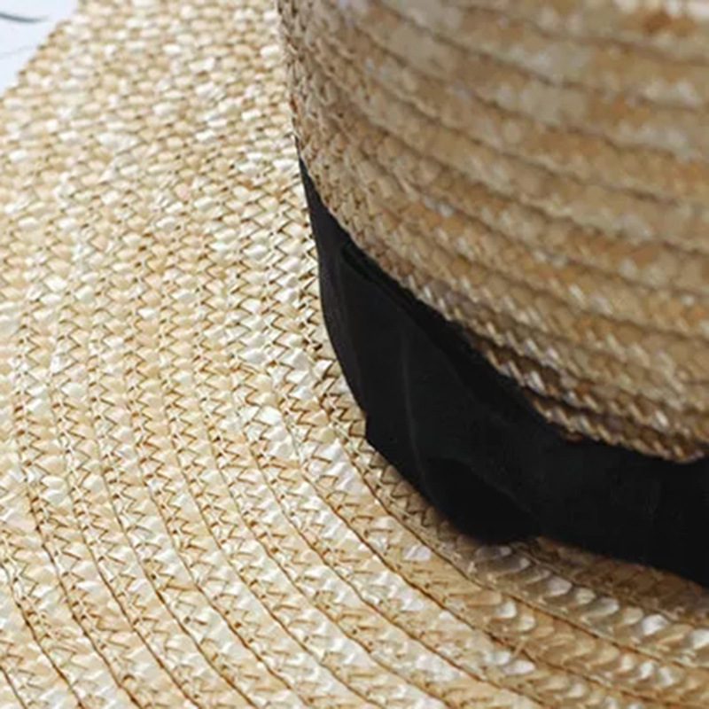 Picture of Summer hand-woven straw hat with large brim 5cm Korean style all-match sunscreen hat breathable flat top hat ins beach sun hat