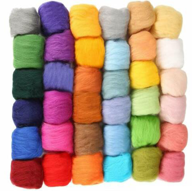 Picture of Factory direct 66s wool felt stamp music material bag handmade DIY needle felt wet felt color wool strip wholesale