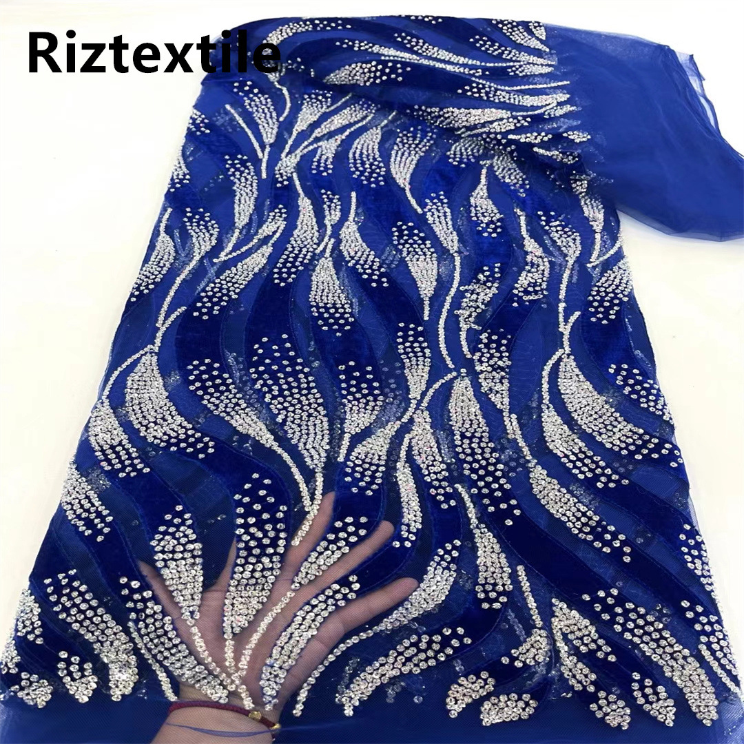 Autumn and winter new flocking sequins mesh lace fabric European and American fashion dress performance clothing DIY bags shoes accessories