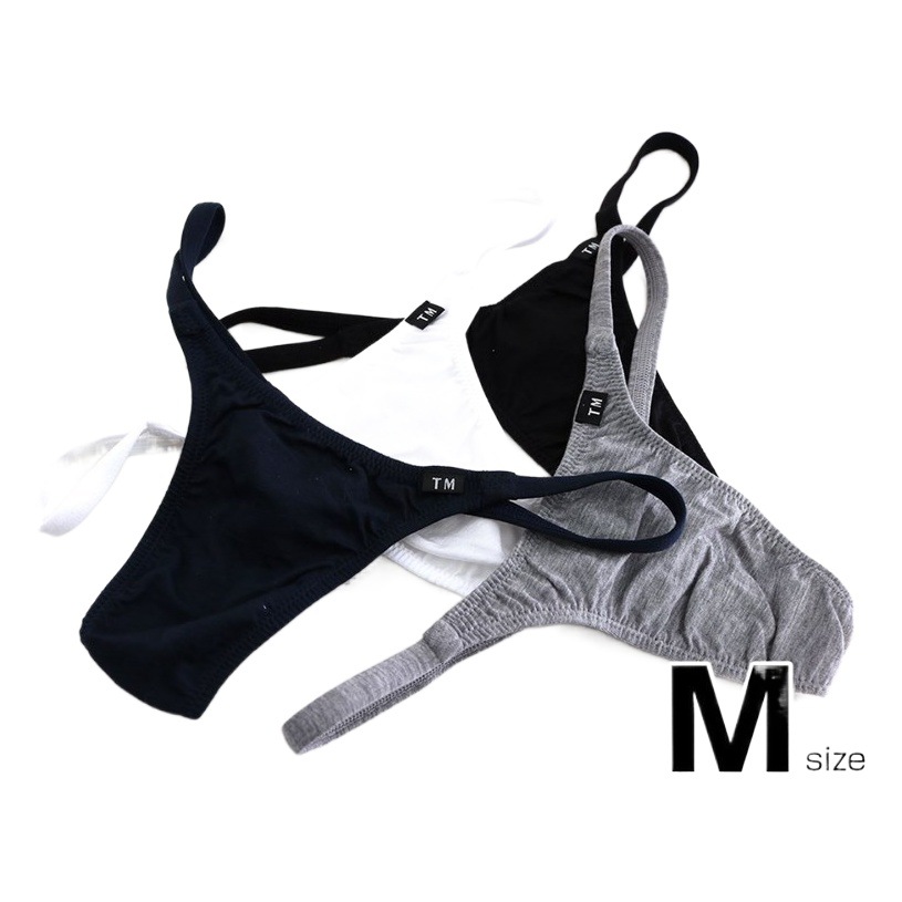 Men's Thong Cotton Fabric Solid Color Sexy Mid-Low Waist Thin Strap Breathable Men's Thong T-pants Non-Pocket