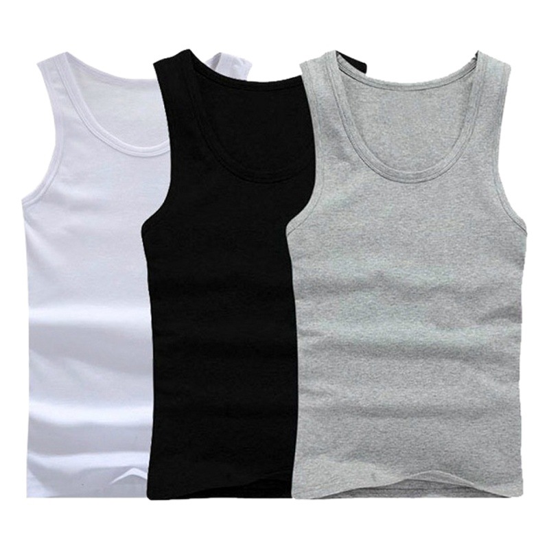JX American Style Vest Men's Pure Cotton Stretch Sports Fitness Tight Men's Hurdle Base Shirt Inner Wear Summer
