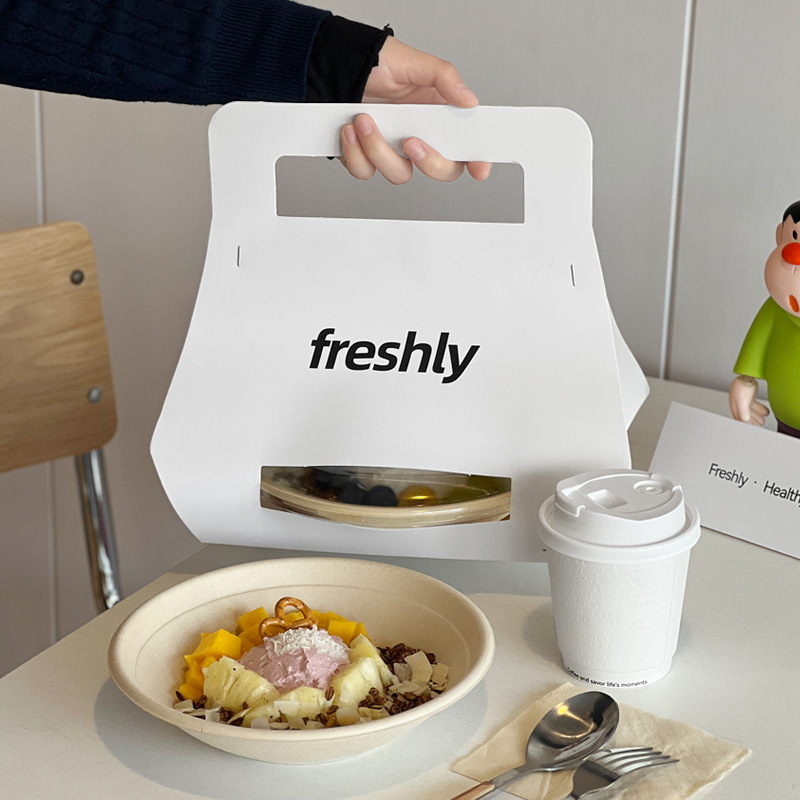 Internet Celebrity Cold Extract Disposable Yogurt Bowl Portable Packaging Light Food Salad Packaging Portable Support Logo