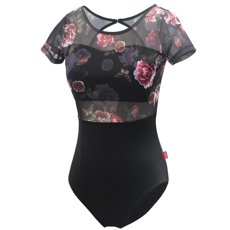 Picture of Dance Practice Clothes Women's Chinese Dance Adult Elegant Elegant Mesh Printed Jumpsuit Classical Dance Clothes Body Clothes