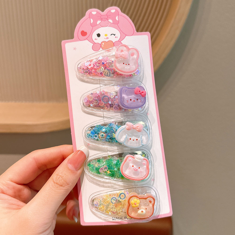 Picture of Children's Hairpin Girls' Headwear Side Side Bangs Clip Kids Baby's quicksand Clip Princess Cute Broken Hairpin bb Clip