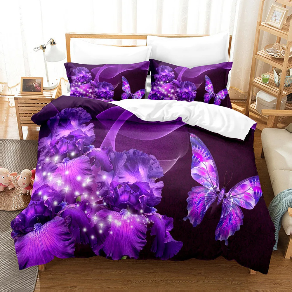 3D fantasy night butterfly printed duvet cover suit animal pattern bedding European and American Foreign trade direct sales