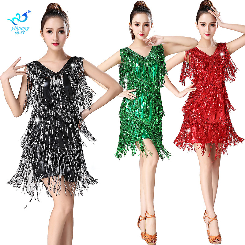 Tassel Sequined Latin Dance Dress Party Dance Dress Stage Performance Competition Performance Clothing Cos Character Dance Clothing