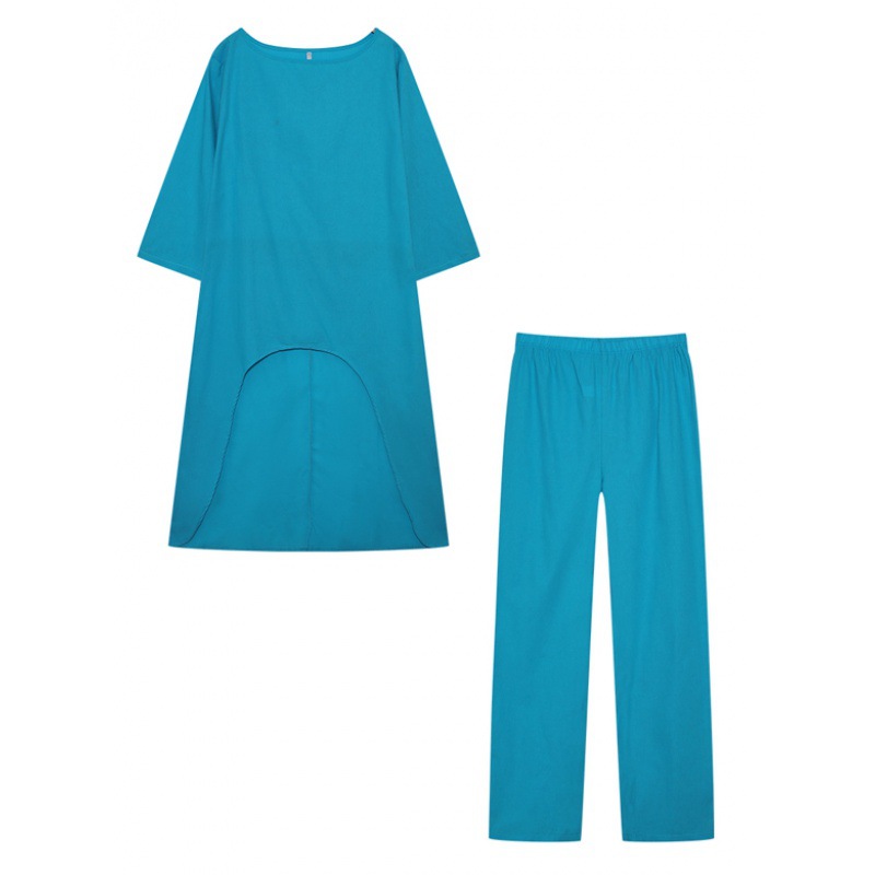 Picture of 2023 European and American New Women's Cotton and Linen Fashion Casual plus size Irregular Long-sleeved suit Wide-leg Pants Two-piece Set