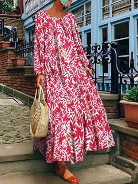 Picture of 2025 Spring Clothing European and American Summer New Export Women's Clothing Ebay Digital Printed Long-Sleeved Dress Casual Long Skirt