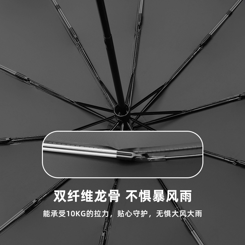 Picture of Cross-Border Exclusive Automatic Folding Business Umbrella with Black Coating, 20 Ribs, Reinforced Double Ribs, Storm-Resistant