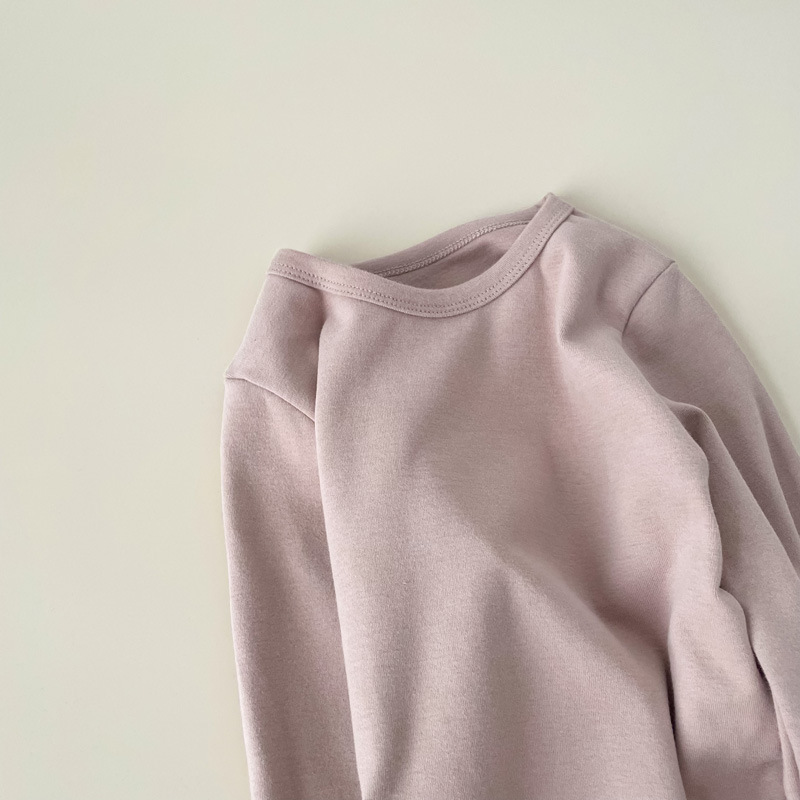 Picture of Children's Pure Cotton Thermal Underwear Boys' Bottoming Shirt Autumn and Winter Girls' Autumn Clothes Single-Piece Top Mid-Children's Half-High Collar Baby