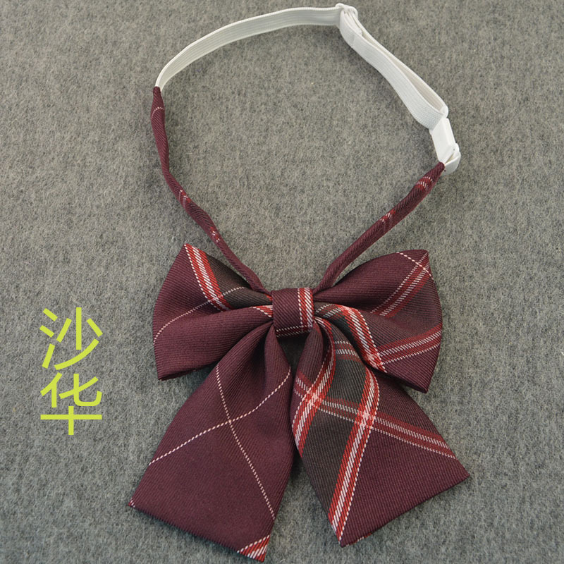 Picture of Hot-selling College Style Oka Pear Field Soot Black Bow Plaid Flat Horn JK Collar Bow Tie Shirt Accessories