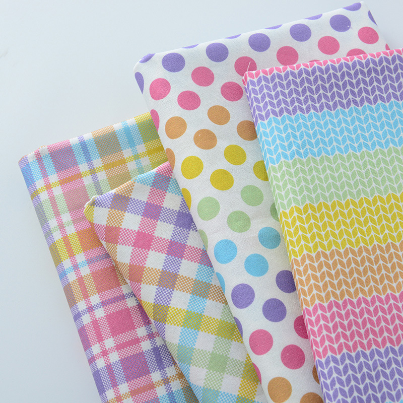 Colorful skirt fabric Japanese Korean clothes baby pants children's fabric handmade DIY cotton rainbow geometry
