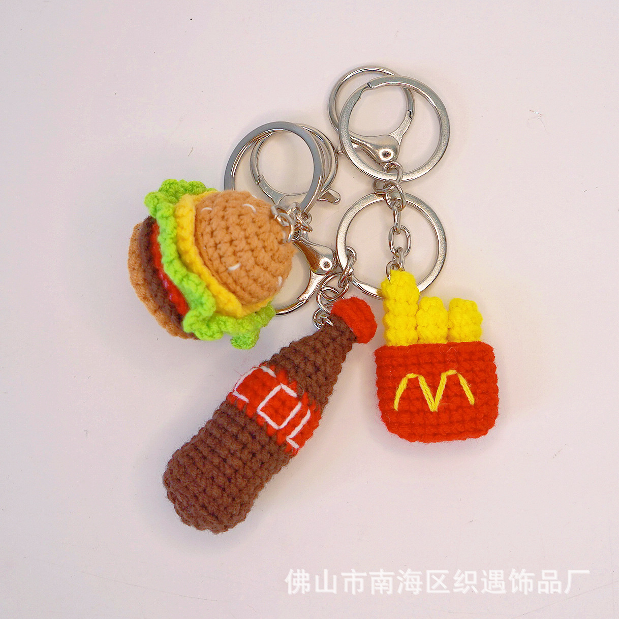 Picture of Handmade crocheted Cola package simulation food pendant creative wool woven small pendant keychain bag pendant
