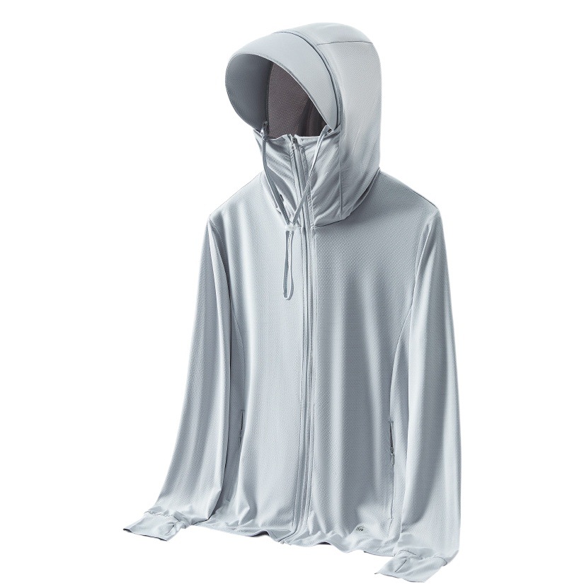 A coke with UPF50 sun protection clothing removable big hat brim mask UV protection ice silk sun protection clothing skin clothing