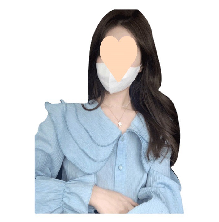 Picture of Spring and Summer Clothing 2024 New Design Niche Gentle French Top Blue Doll Collar Shirt Fairy