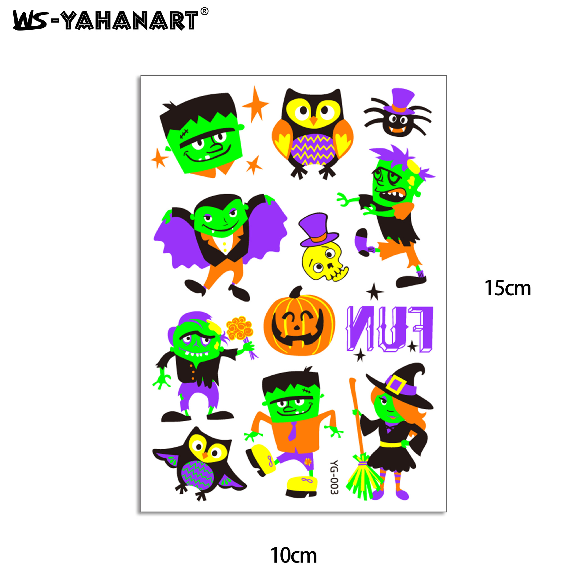 Picture of New Halloween Ghost Festival Fluorescent Cartoon Tattoo Sticker Environmentally Friendly Face Glowing Pumpkin Children's Tattoo Sticker