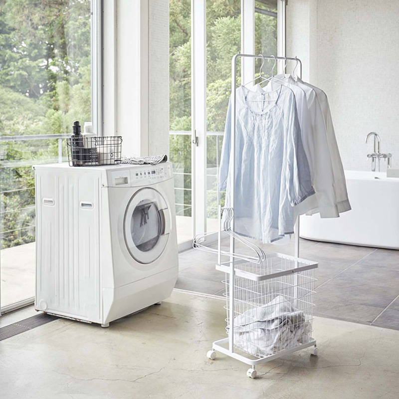 Mobile Metal Clothing Storage Rack, Second-Hand Clothes, Overnight Clothes, Dirty Clothes Basket, Balcony Drying Clothes Artifact