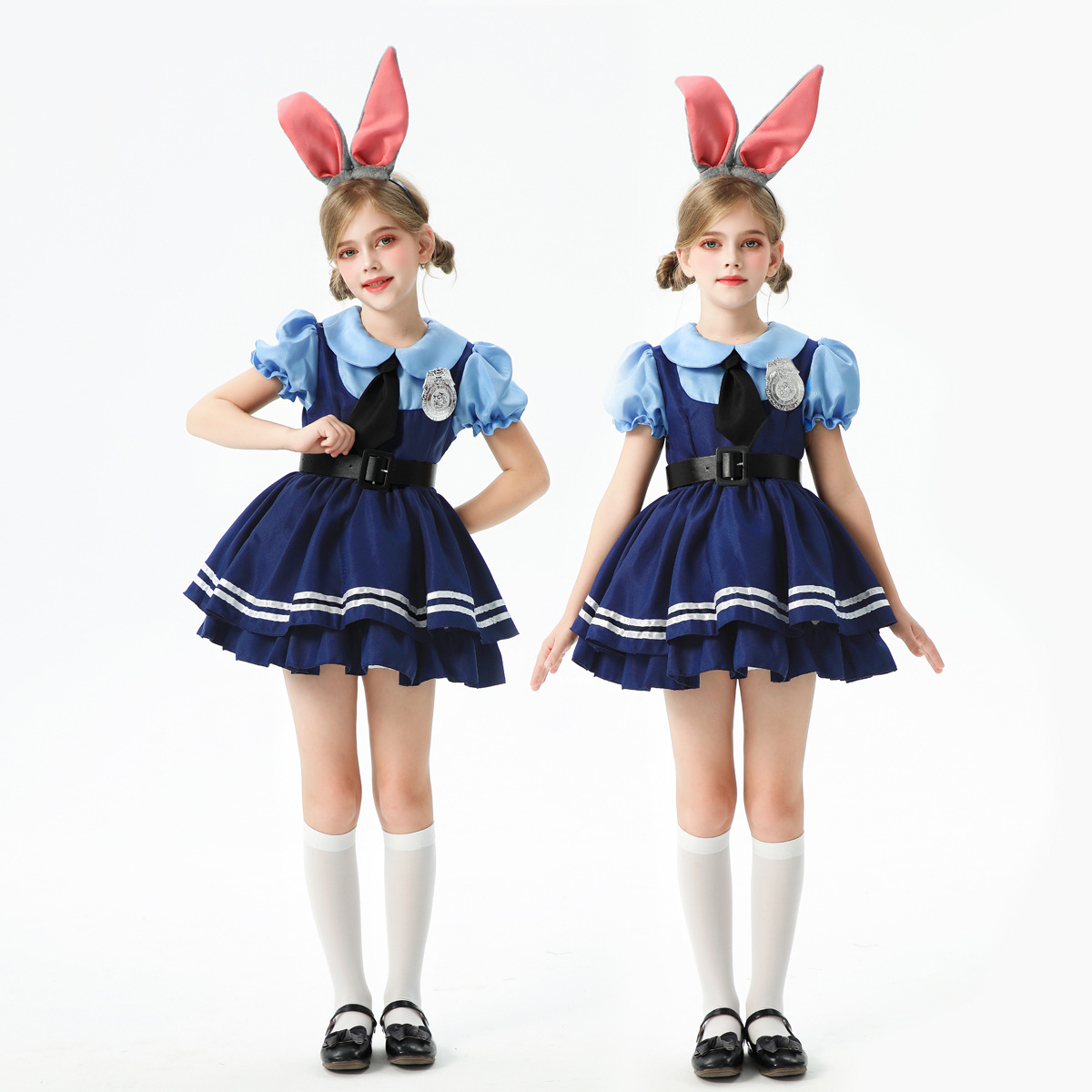 2025 Halloween Kidsren's Clothing Girls Family Clothing Zootopia Judy Rabbit Police Officer Cos Dress