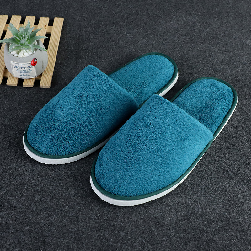 Picture of Disposable solid color coral fleece slippers hotel homestay couple slippers room hotel thickened slippers wholesale