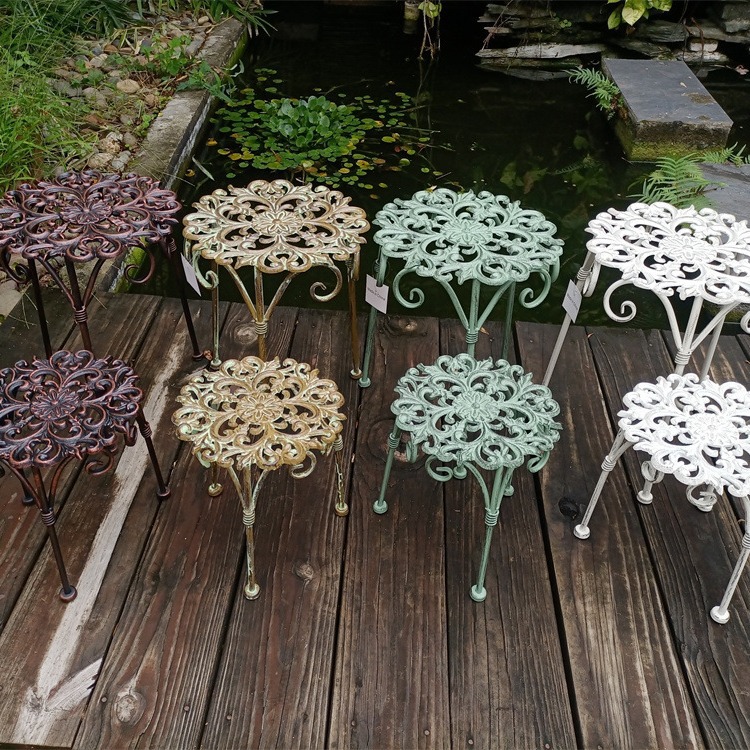 Foreign trade Amazon cast iron flower stool classical relief villa garden flower stand famous balcony decoration gardening groceries