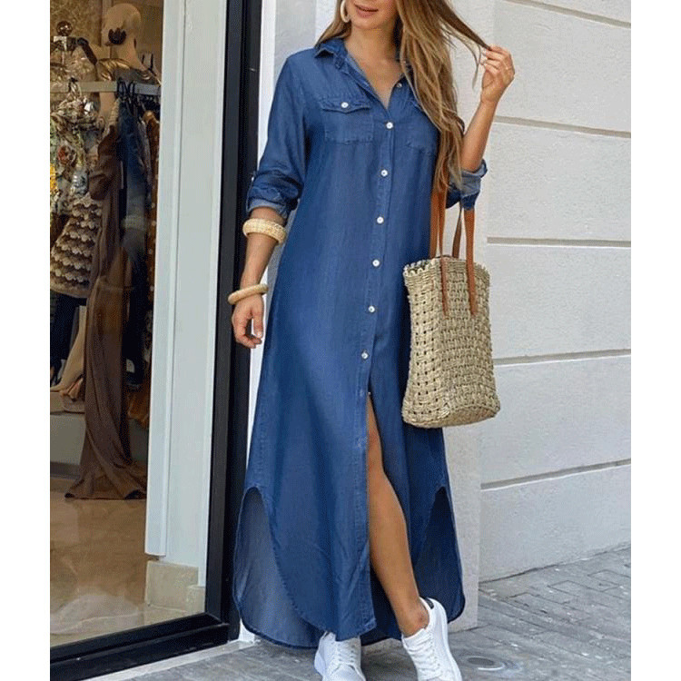 Picture of Cross-Border Women's Clothing Amazon 2025 European and American Spring and Summer New Printed Long-Sleeved Dress Fashionable Sexy Shirt Long Skirt