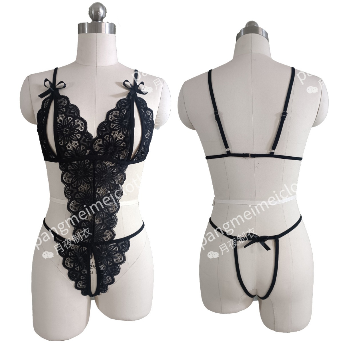 Picture of European and American Style Cross-Border Foreign Trade Large Size Lace Sexy Jumpsuit Open-Fit Breast-Free Backless See-Through Sexy Lingerie