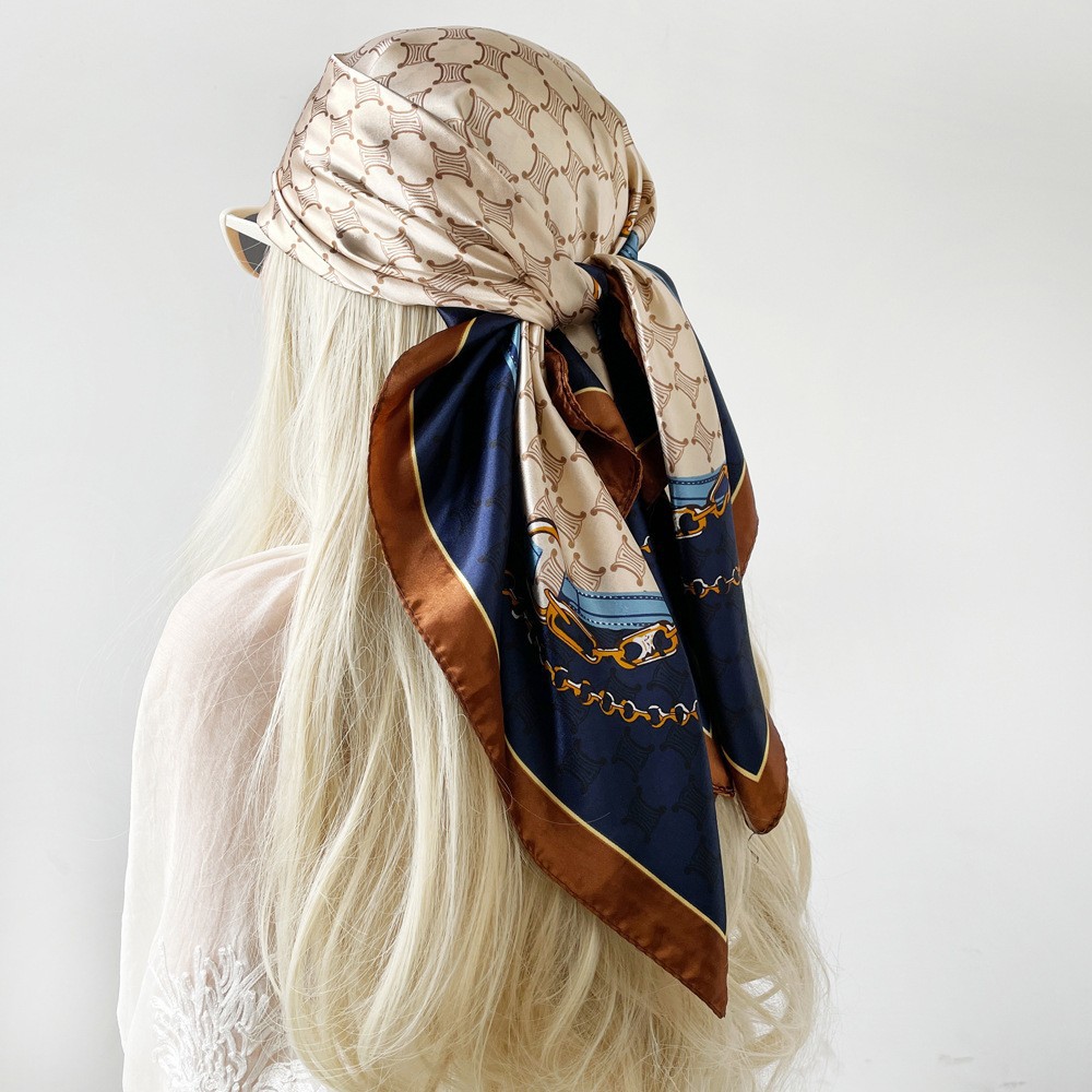 Picture of Simulated Silk Scarf Women's Headscarf 90*90cm Square Scarf Pattern Scarf Shawl European and American Cross-Border Scarf Wholesale