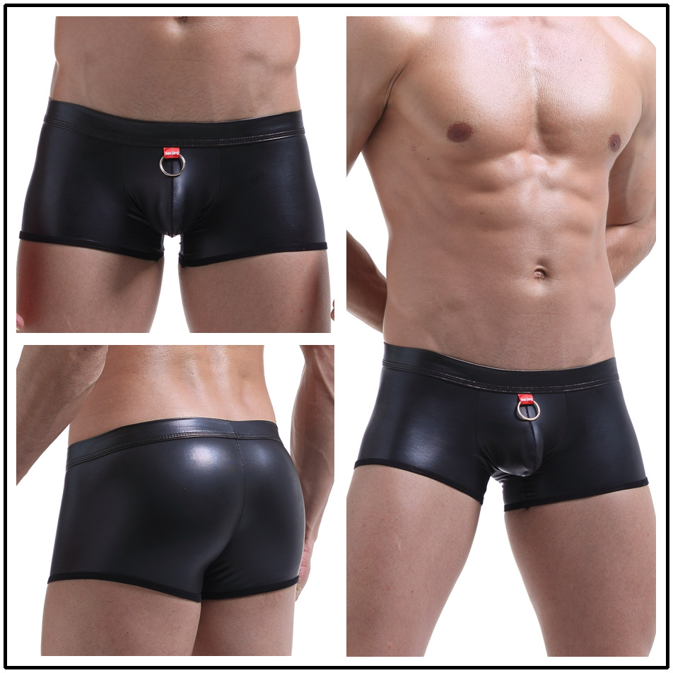 Men's underwear Amazon imitation leather patent leather rings Locomotive Sports Leisure boxer underwear cross-border trade tide 1816